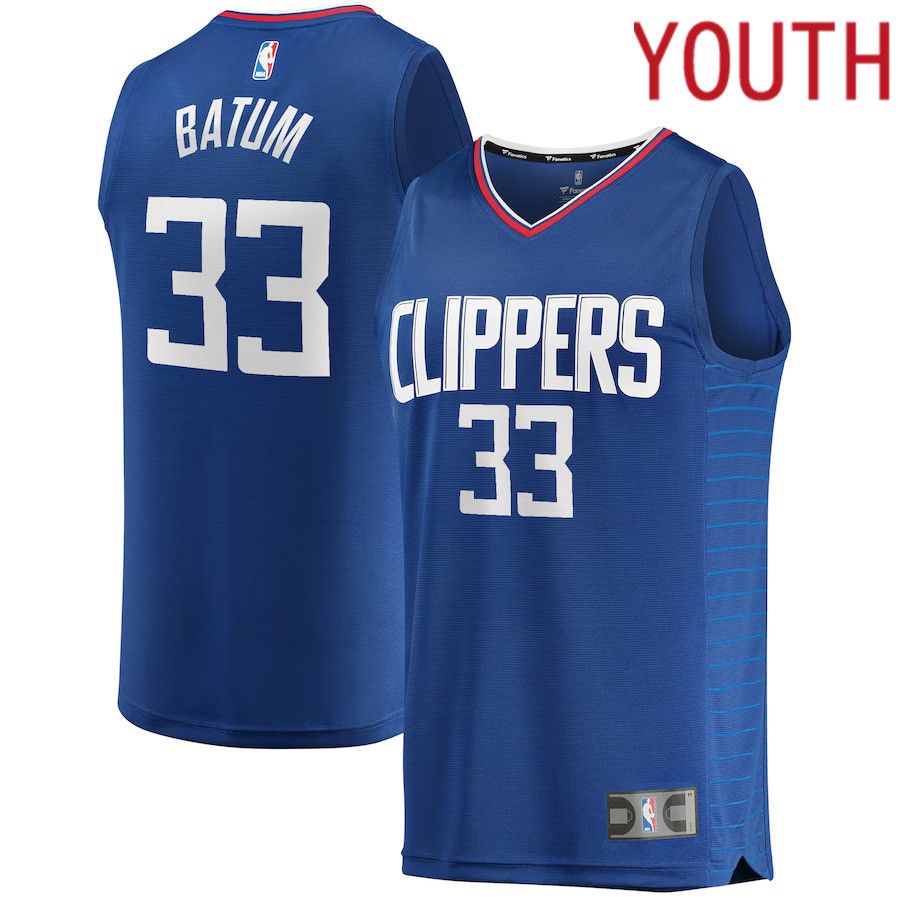 Youth Los Angeles Clippers 33 Nicolas Batum Fanatics Branded Royal Fast Break Replica NBA Jersey
